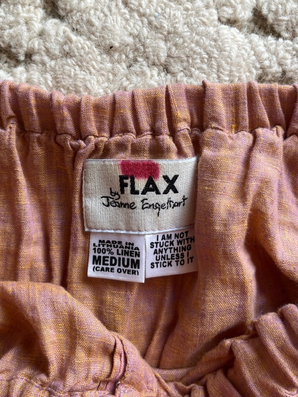 Vintage 90s Flax Linen Midi Skirt, Size Medium